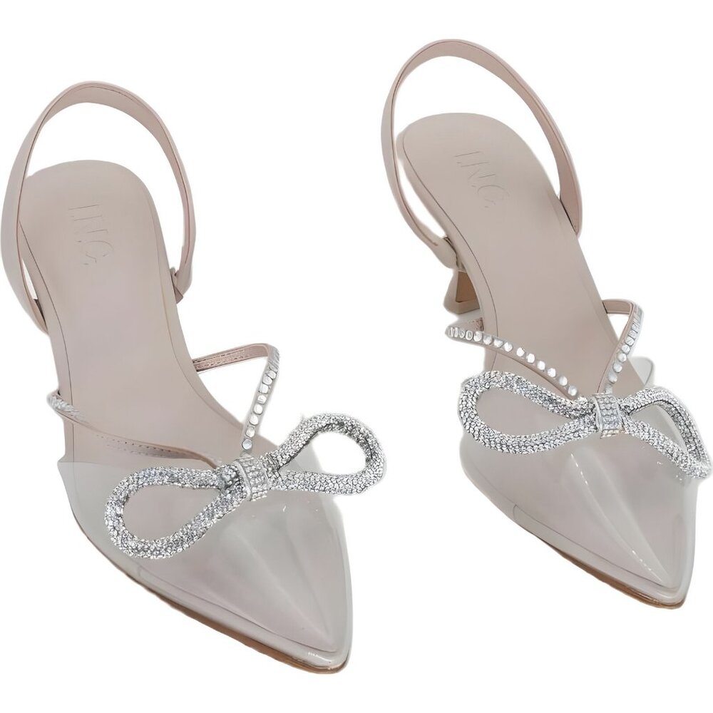 I.N.C. Gerley Bow Mid-Heel Pumps Clear Nude Women's Shoes 8.5M